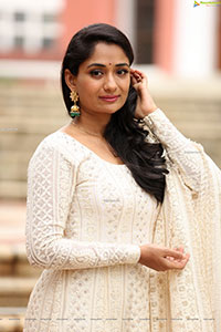 Sandhya Raju in Off White Anarkali Suit