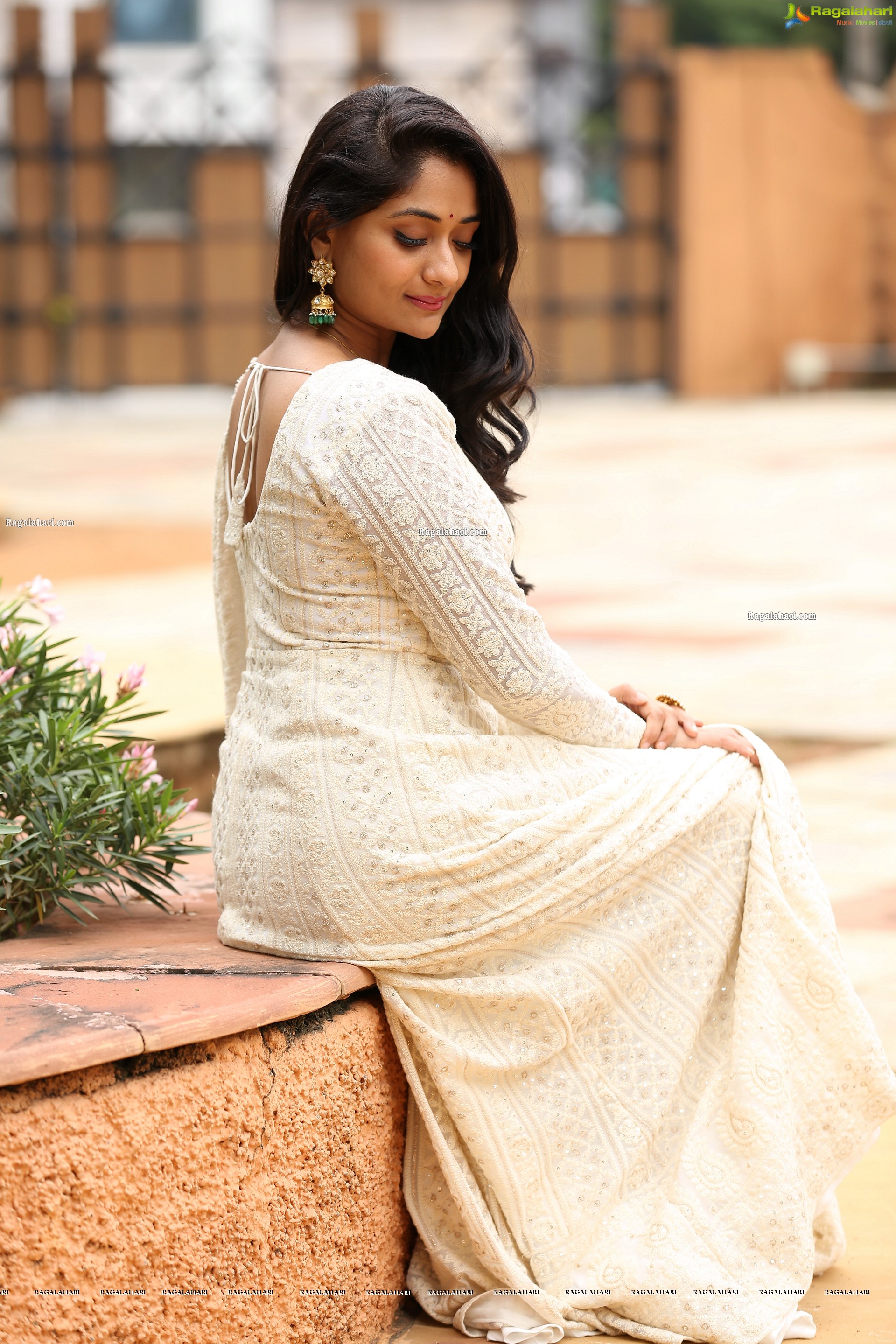 Sandhya Raju in Off White Anarkali Suit, HD Photo Gallery