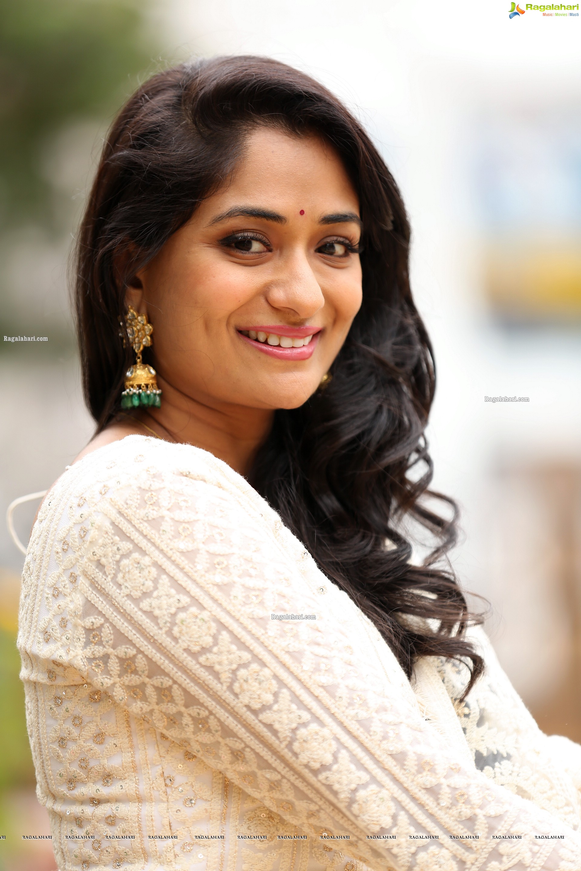 Sandhya Raju in Off White Anarkali Suit, HD Photo Gallery