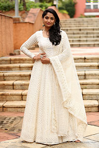 Sandhya Raju in Off White Anarkali Suit