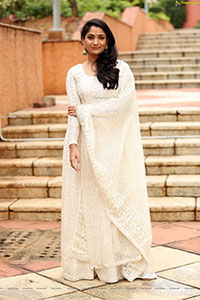 Sandhya Raju in Off White Anarkali Suit