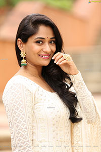 Sandhya Raju in Off White Anarkali Suit