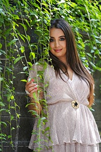 Sanjjanaa Galrani in Light Gray Glitter Dress