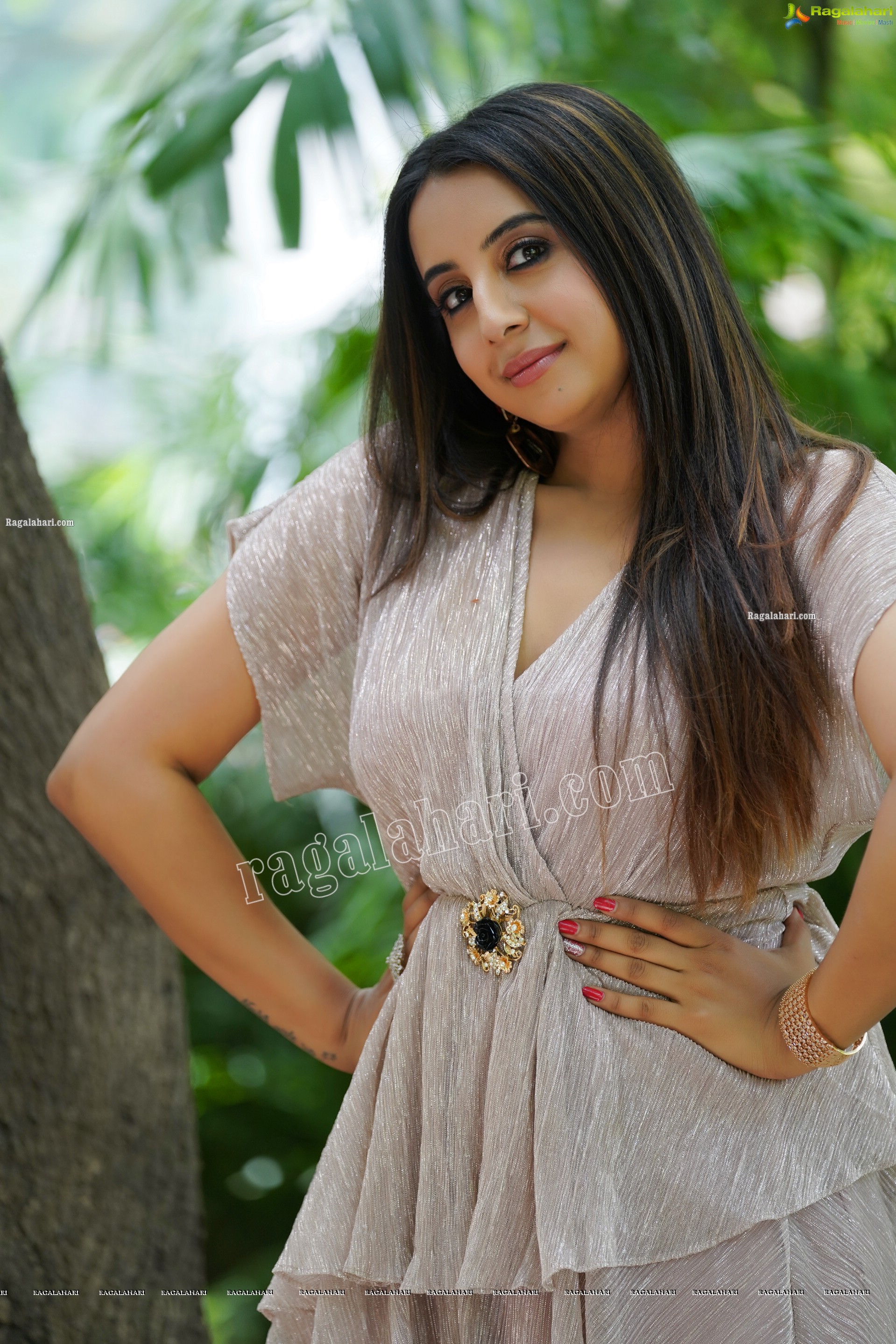 Sanjjanaa Galrani in Light Gray Glitter Dress, Exclusive Photoshoot