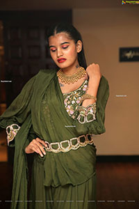 Sindhu Manthri in Olive Green Lehenga