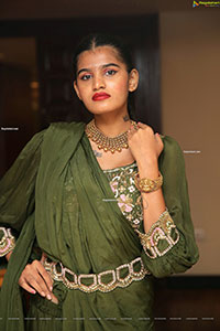 Sindhu Manthri in Olive Green Lehenga