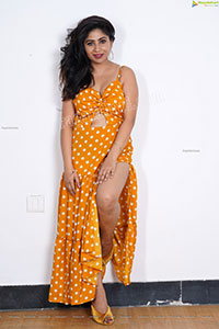 Madhulagna Das in Yellow Polka Dot Slit Dress