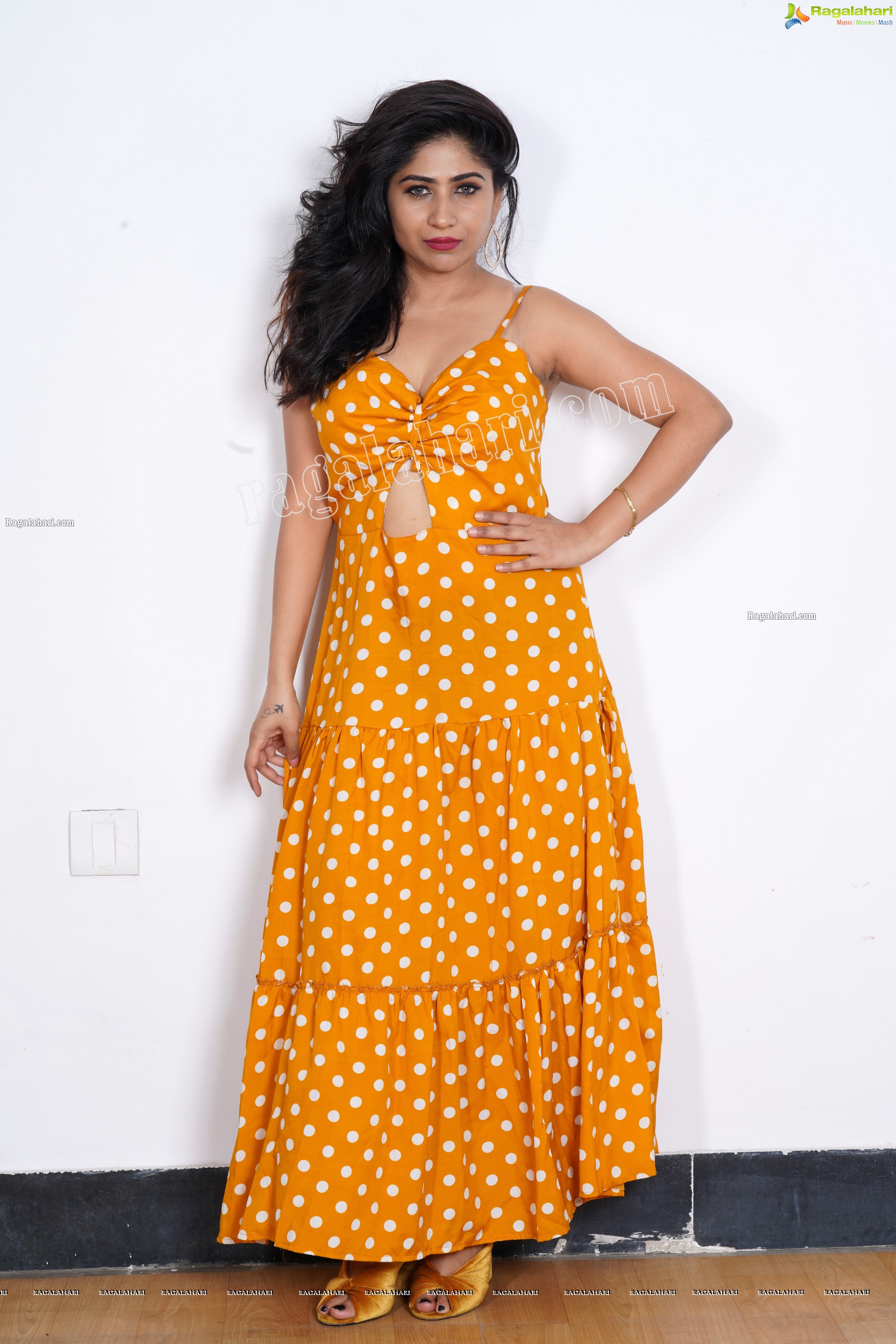 Madhulagna Das in Yellow Polka Dot Slit Dress, Exclusive Photoshoot