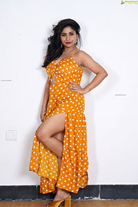 Madhulagna Das in Yellow Polka Dot Slit Dress