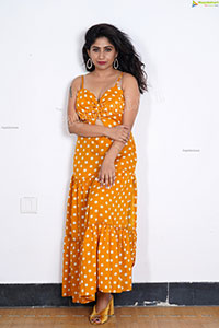 Madhulagna Das in Yellow Polka Dot Slit Dress