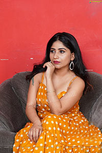 Madhulagna Das in Yellow Polka Dot Slit Dress