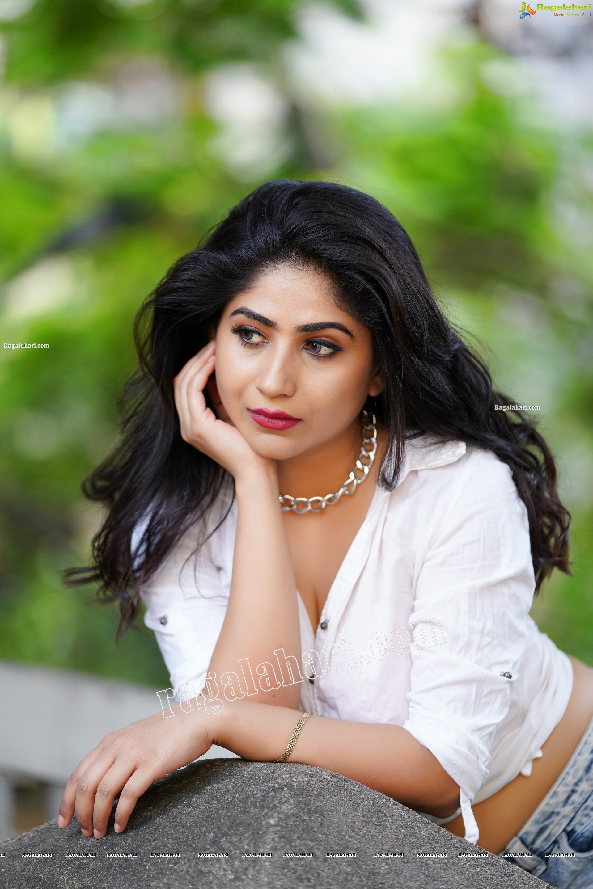 Madhulagna Das in White Shirt and Denim Shorts, Exclusive Photoshoot