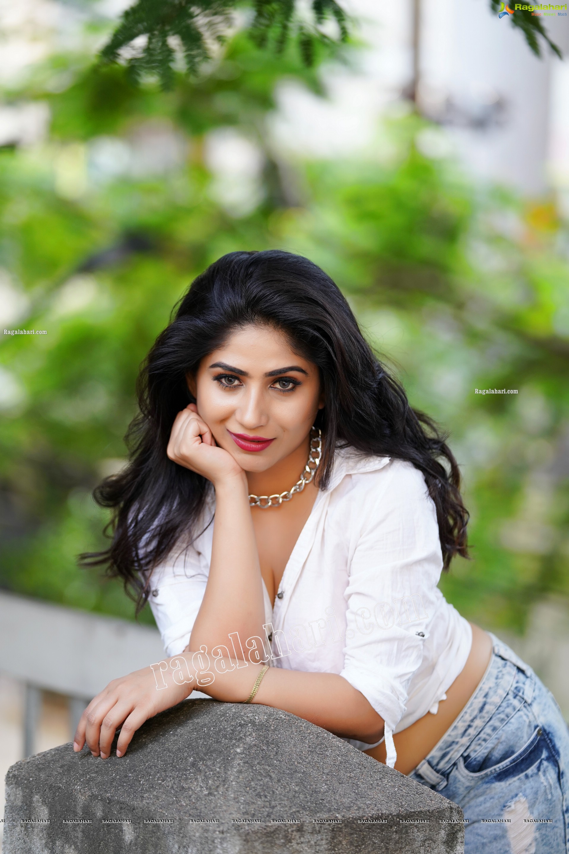 Madhulagna Das in White Shirt and Denim Shorts, Exclusive Photoshoot