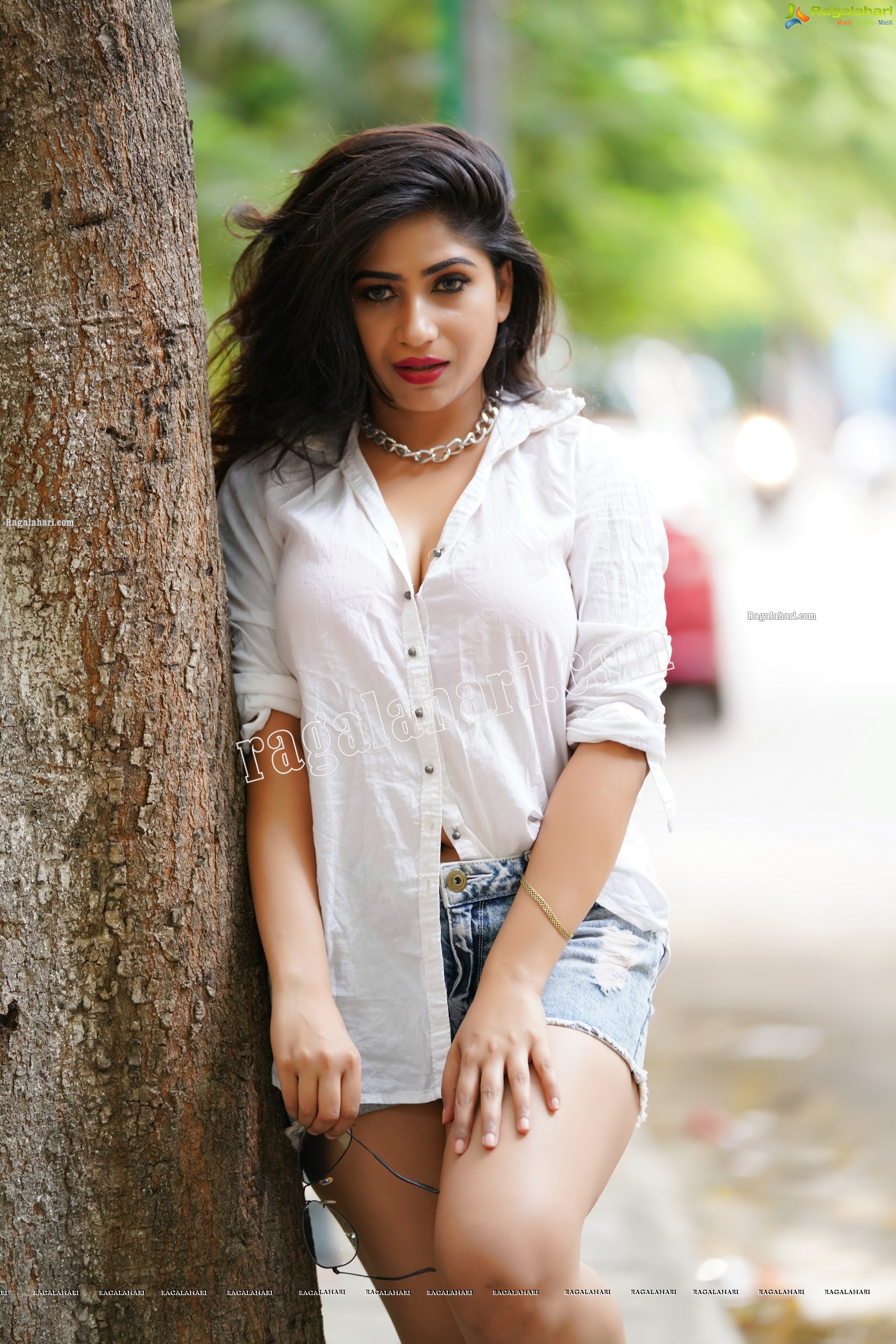 Madhulagna Das in White Shirt and Denim Shorts, Exclusive Photoshoot