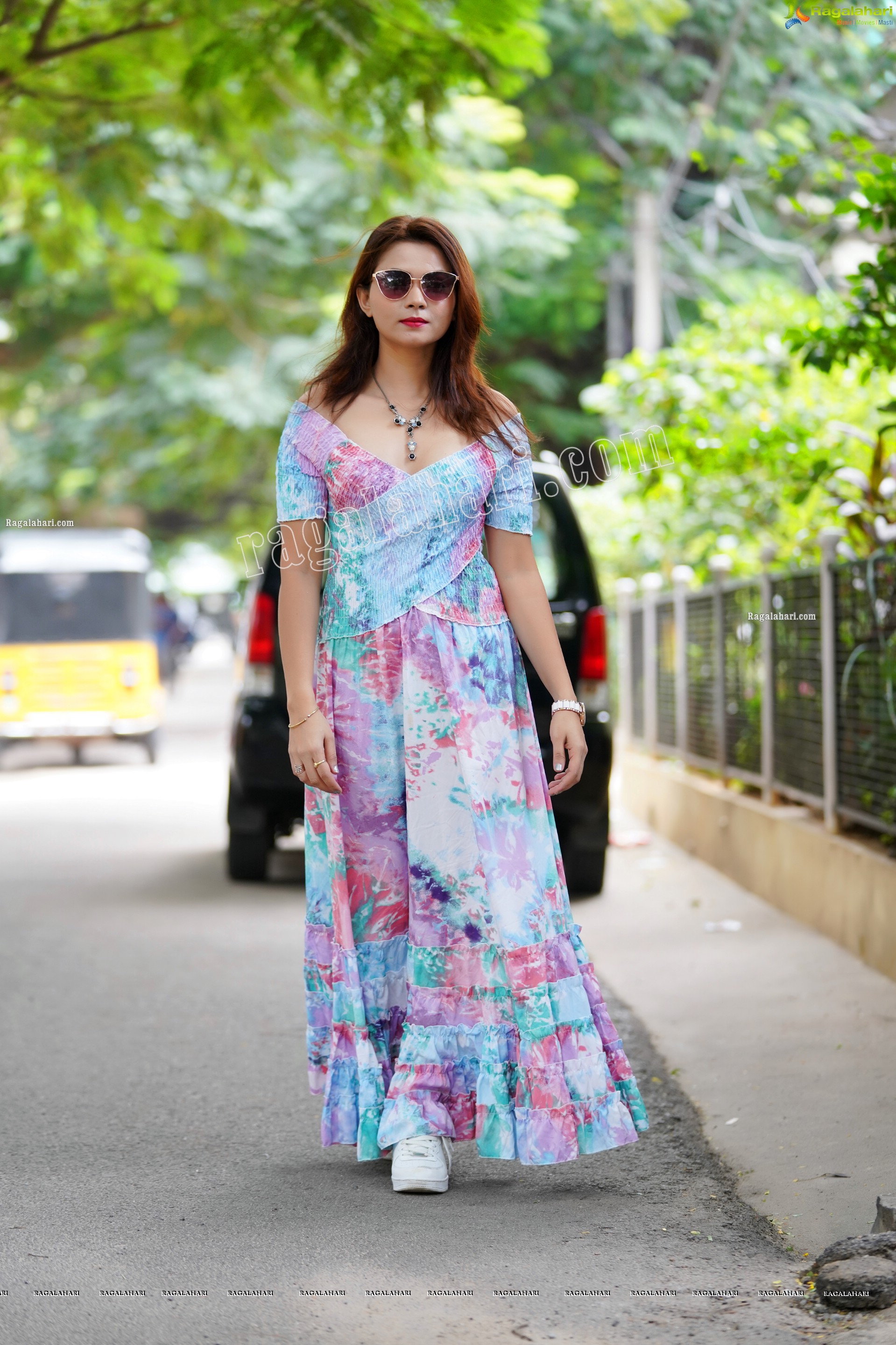 Pranita Waghchoure in Pink Printed Wrap Dress, Exclusive Photoshoot