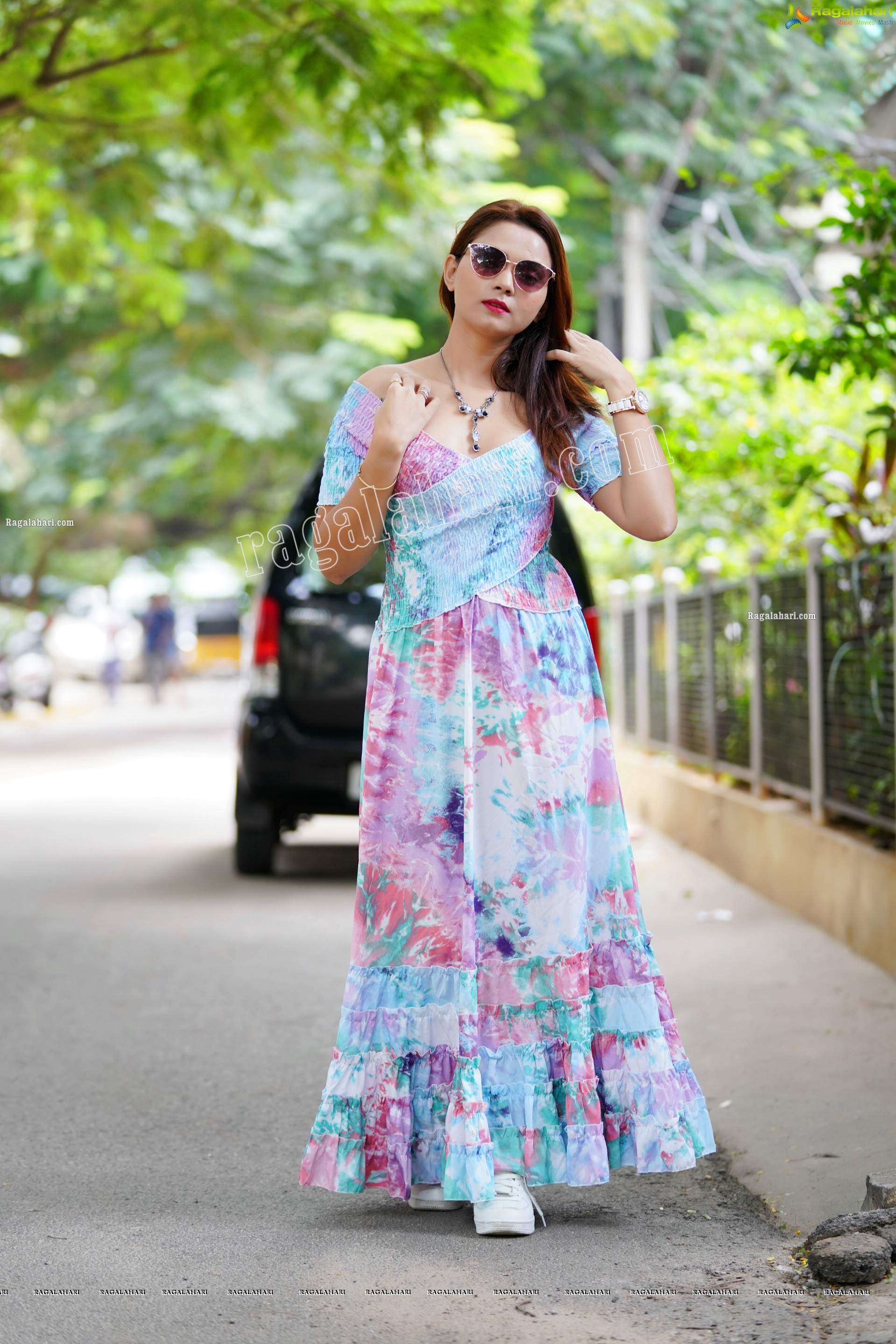 Pranita Waghchoure in Pink Printed Wrap Dress, Exclusive Photoshoot