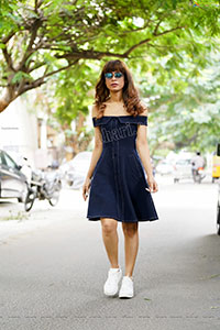 Supriya Keshri in Navy Blue Dress