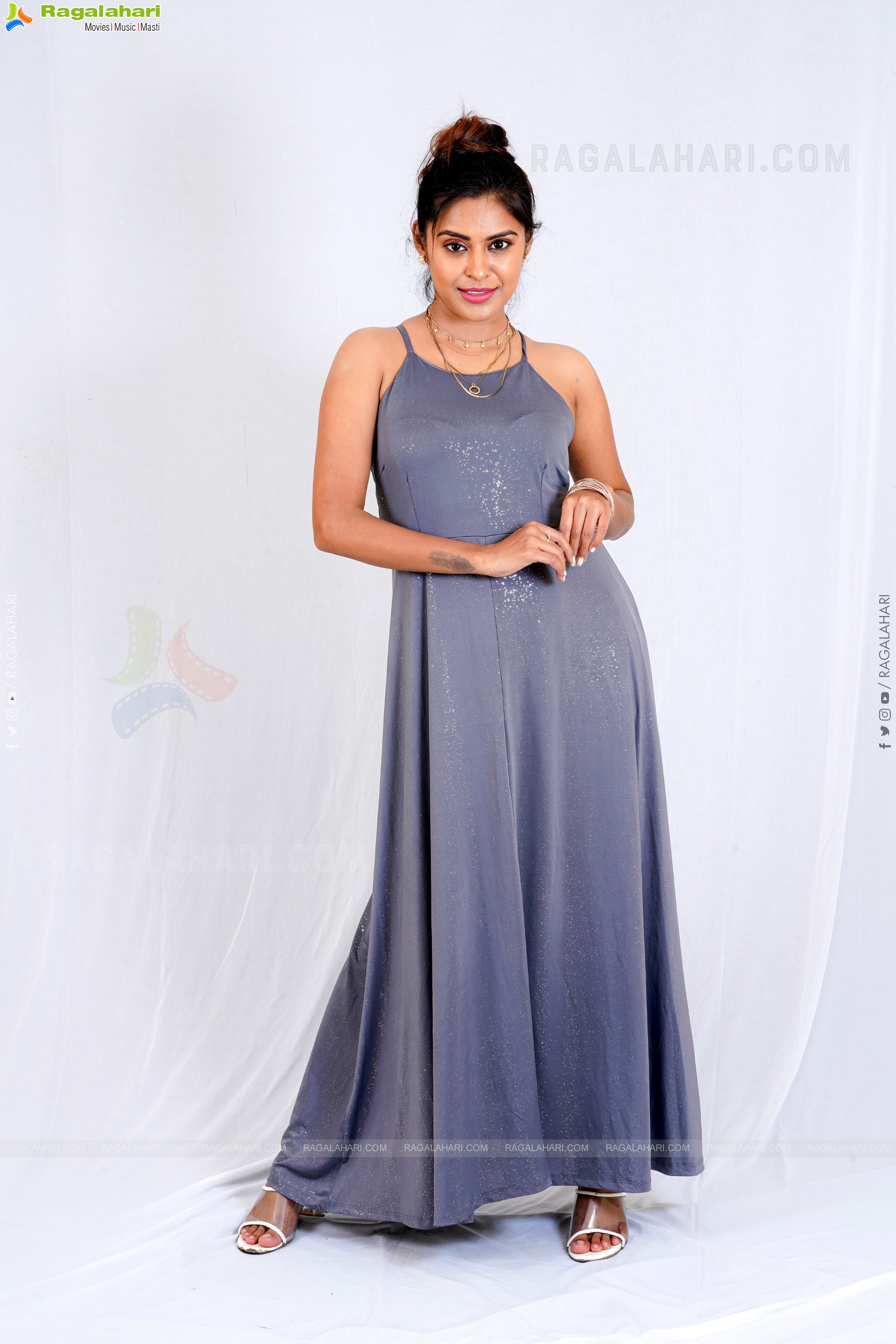Akshatha Madhav in Gray Maxi Dress, Exclusive Photoshoot