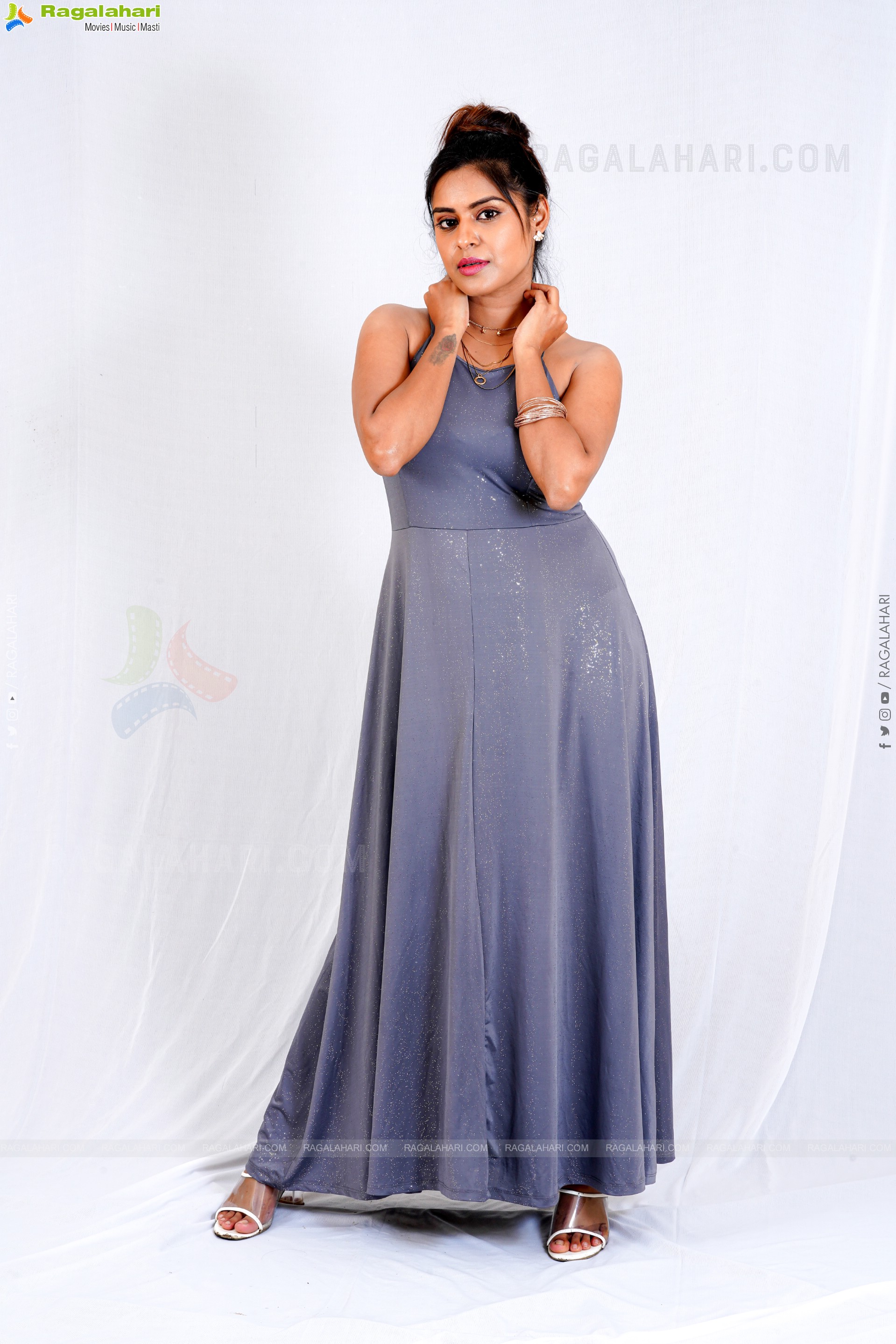 Akshatha Madhav in Gray Maxi Dress, Exclusive Photoshoot