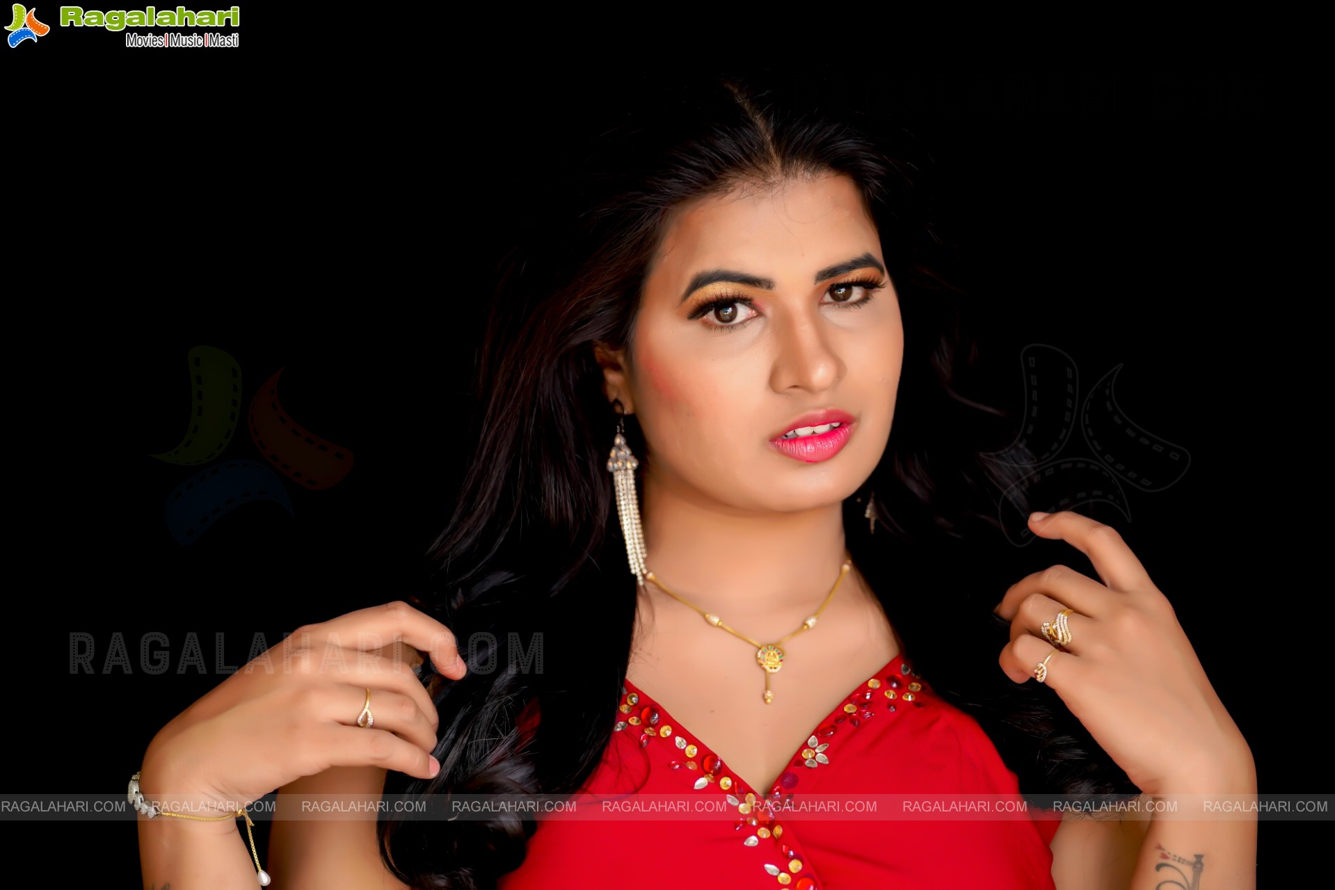 Anusha Venugopal in Red High Slit Maxi Dress, Exclusive Photo Shoot