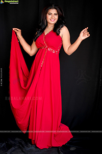 Anusha Venugopal in Red High Slit Maxi Dress