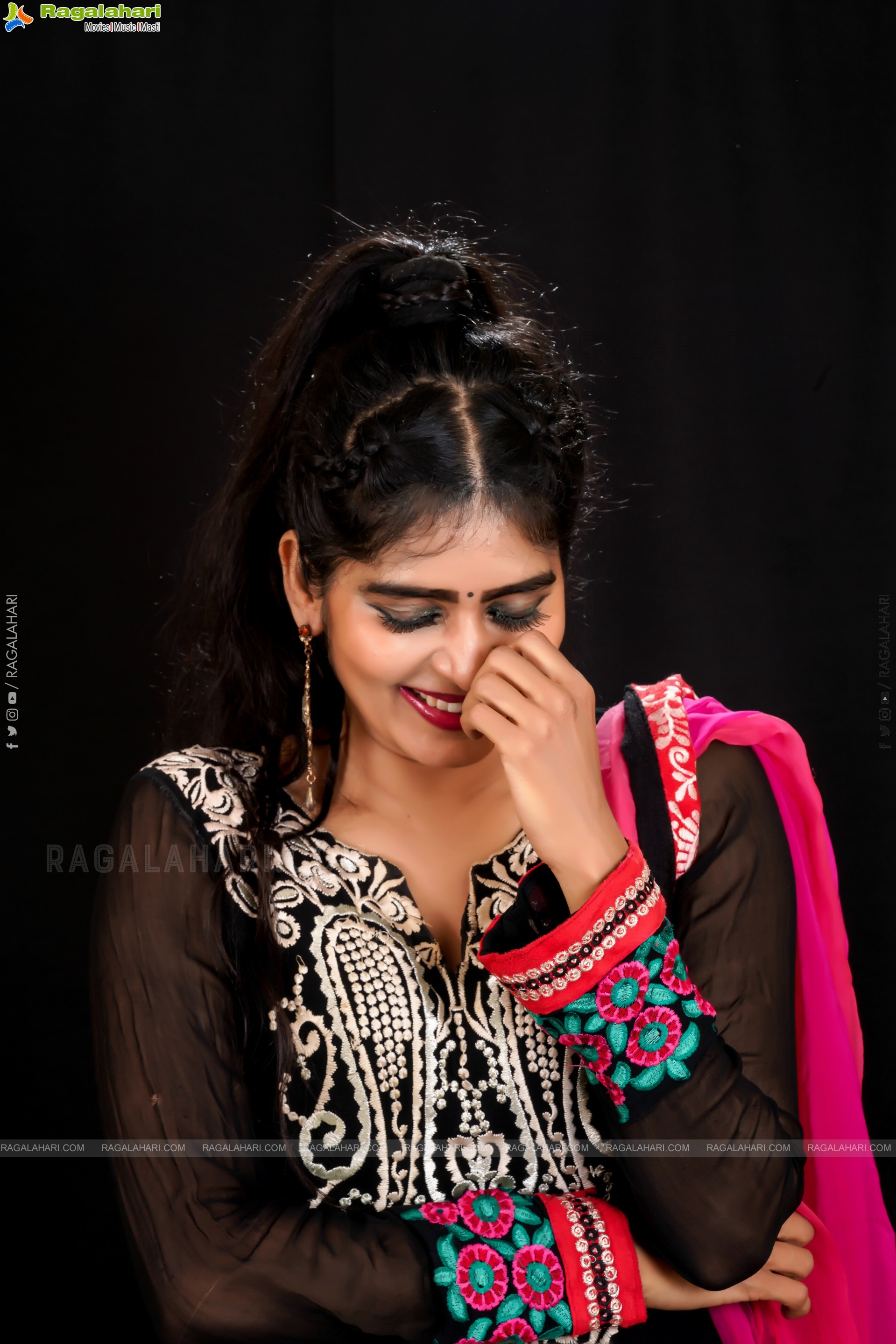 Mihirah Stills in Designer Black Churidar, Exclusive Photo Shoot