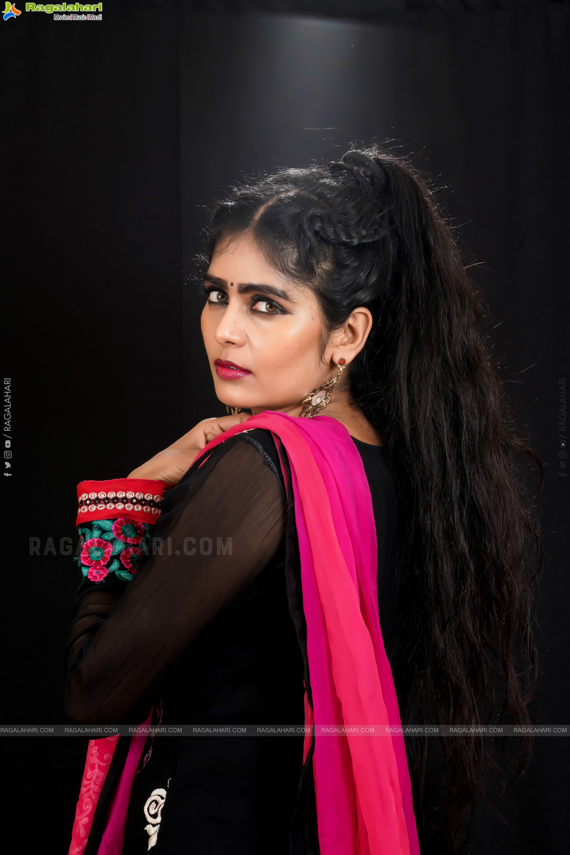 Mihirah Stills in Designer Black Churidar, Exclusive Photo Shoot