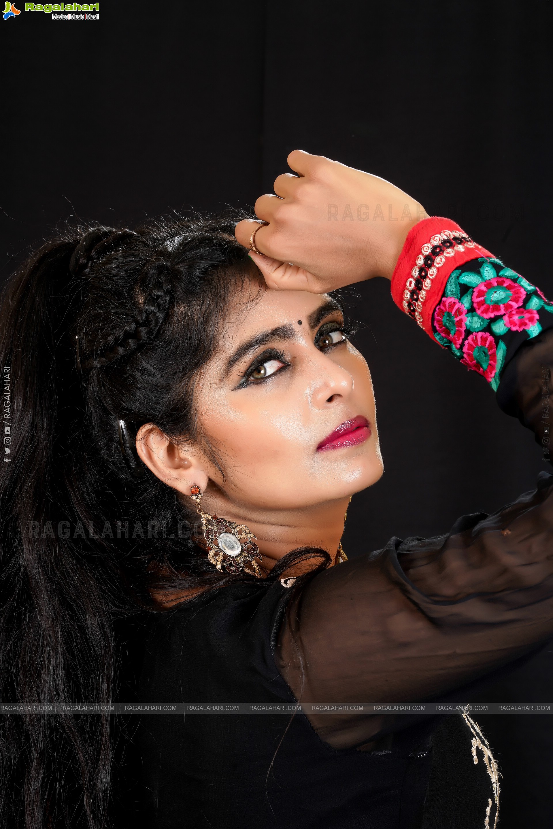 Mihirah Stills in Designer Black Churidar, Exclusive Photo Shoot
