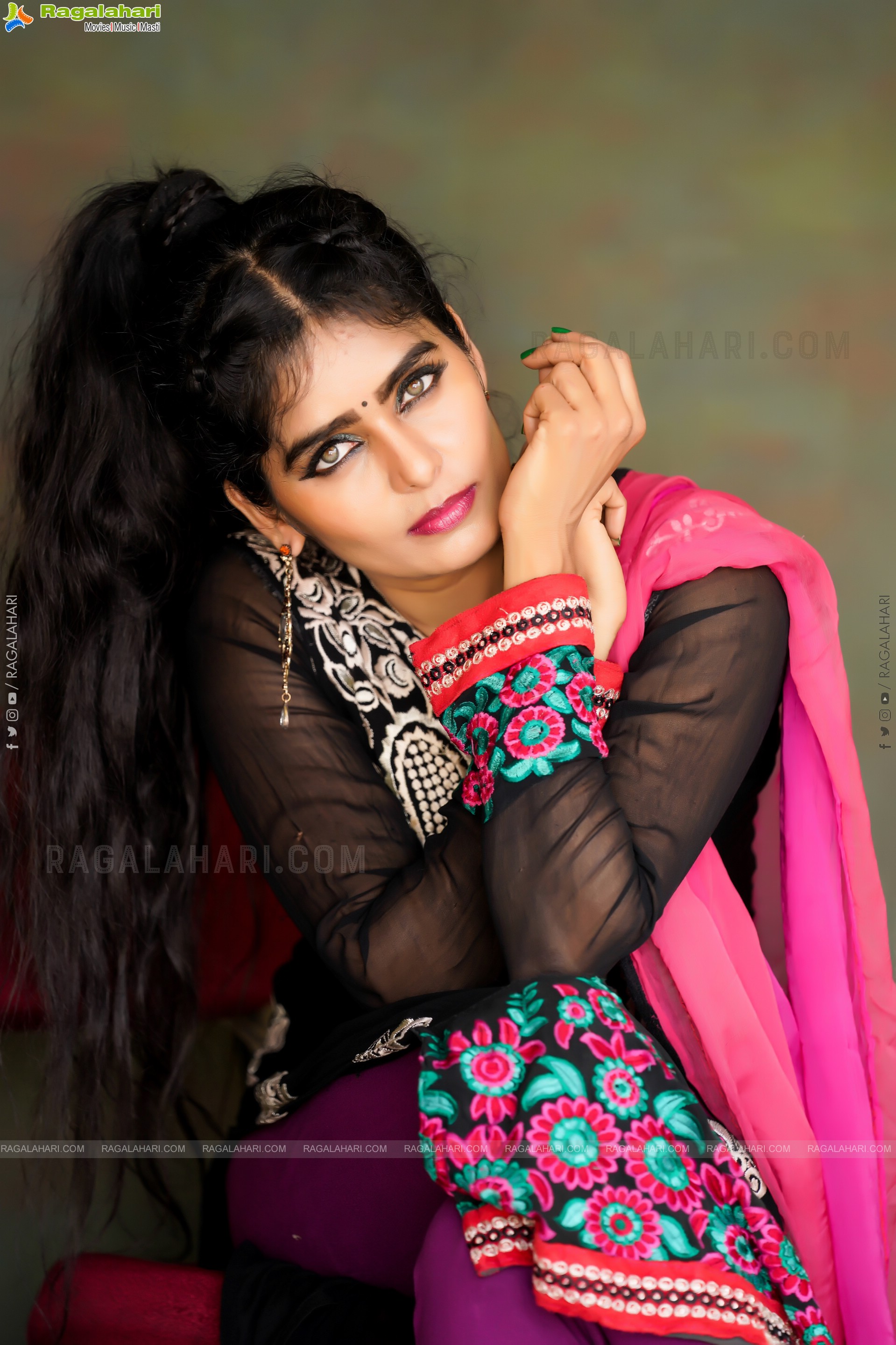 Mihirah Stills in Designer Black Churidar, Exclusive Photo Shoot