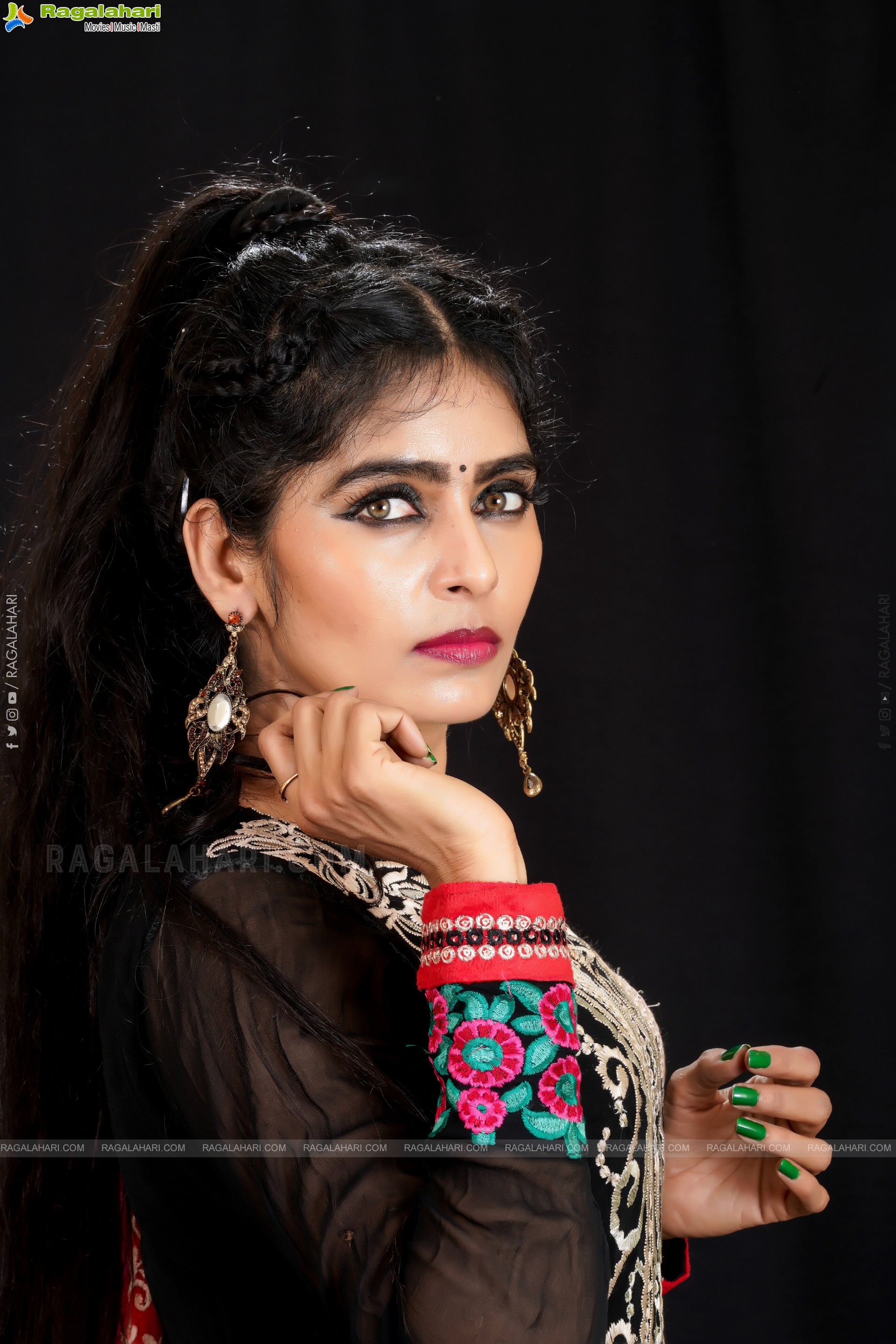 Mihirah Stills in Designer Black Churidar, Exclusive Photo Shoot