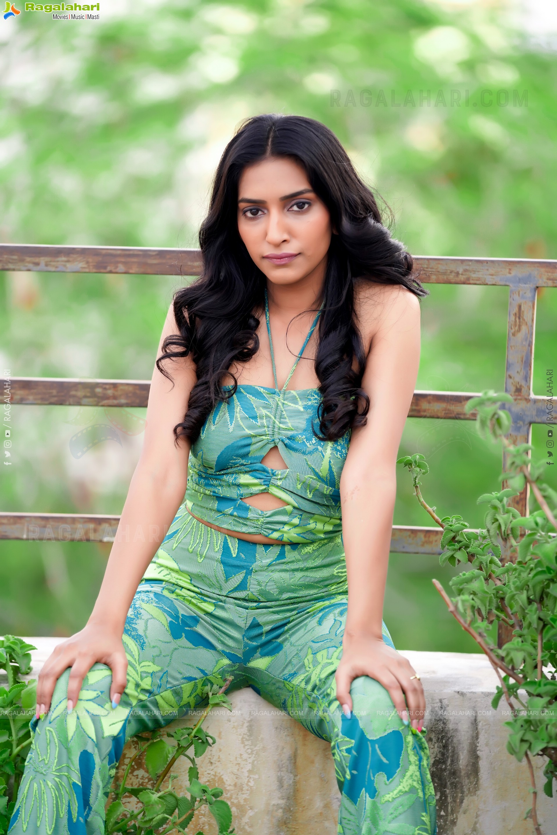 Nikita Gangurde in Green Printed Crop Top and Palazzo Pants, Exclusive Photoshoot