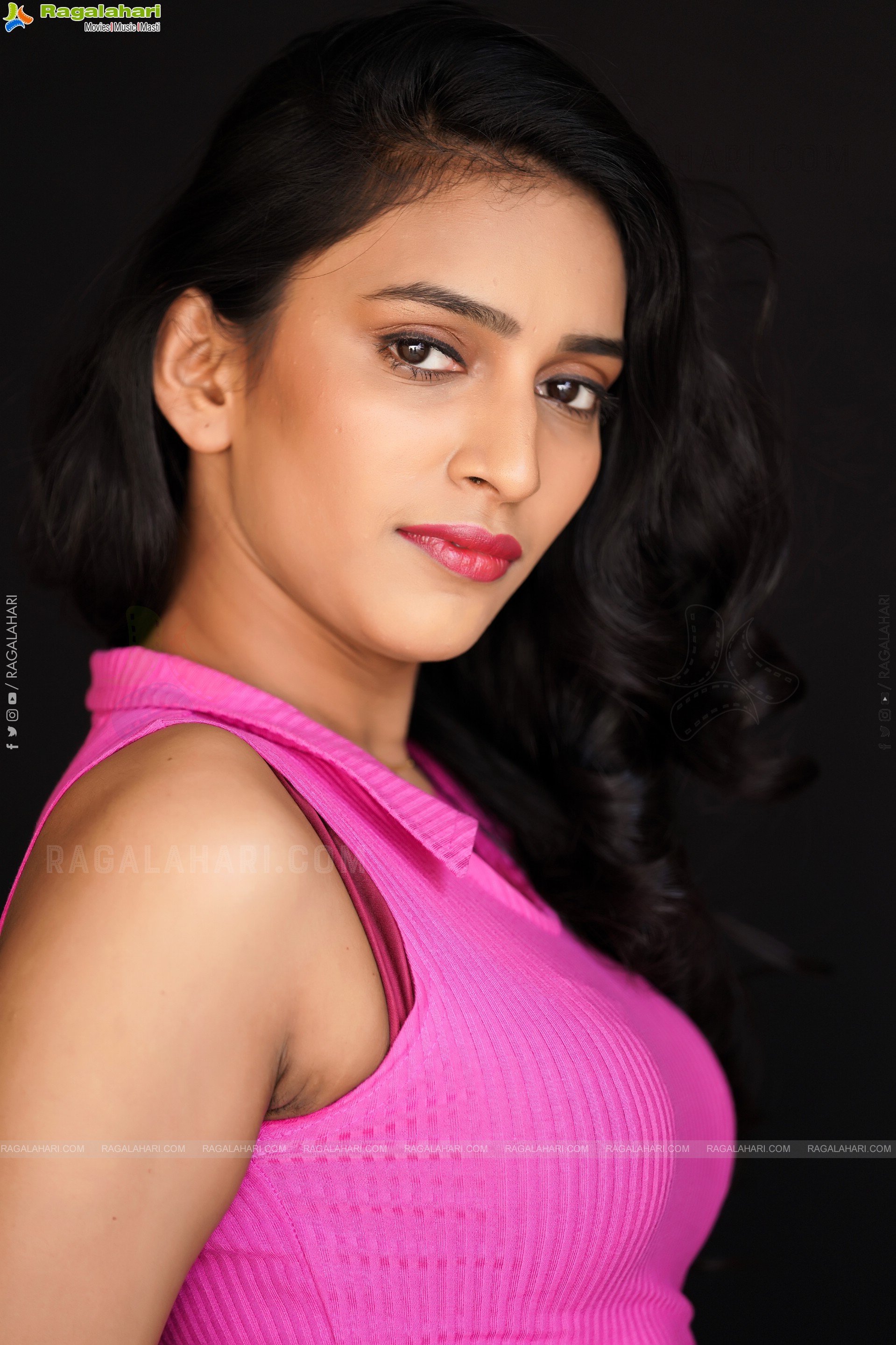 Nikita Gangurde in Pink Knitted Top and Black Shorts, Exclusive Photoshoot