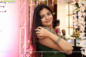 Jeevan Priya Reddy stills in Green Designer Dress