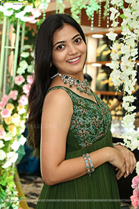 Jeevan Priya Reddy stills in Green Designer Dress