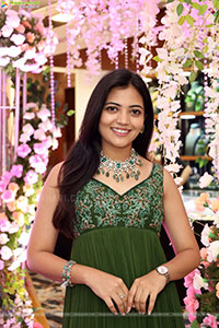 Jeevan Priya Reddy stills in Green Designer Dress