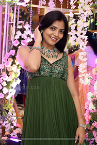 Jeevan Priya Reddy stills in Green Designer Dress
