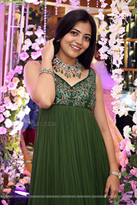 Jeevan Priya Reddy stills in Green Designer Dress