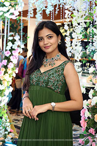 Jeevan Priya Reddy stills in Green Designer Dress