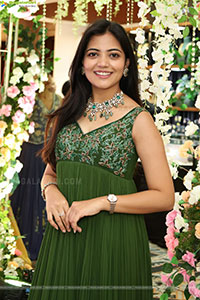 Jeevan Priya Reddy stills in Green Designer Dress