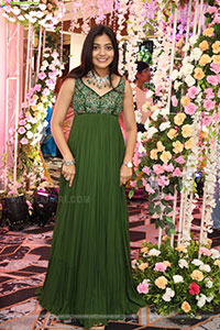 Jeevan Priya Reddy stills in Green Designer Dress