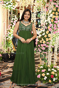Jeevan Priya Reddy stills in Green Designer Dress