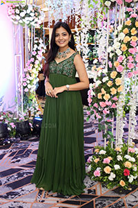 Jeevan Priya Reddy stills in Green Designer Dress