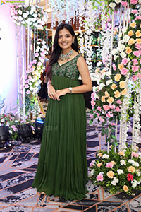 Jeevan Priya Reddy stills in Green Designer Dress