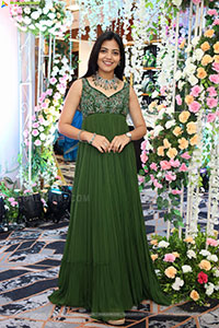 Jeevan Priya Reddy stills in Green Designer Dress