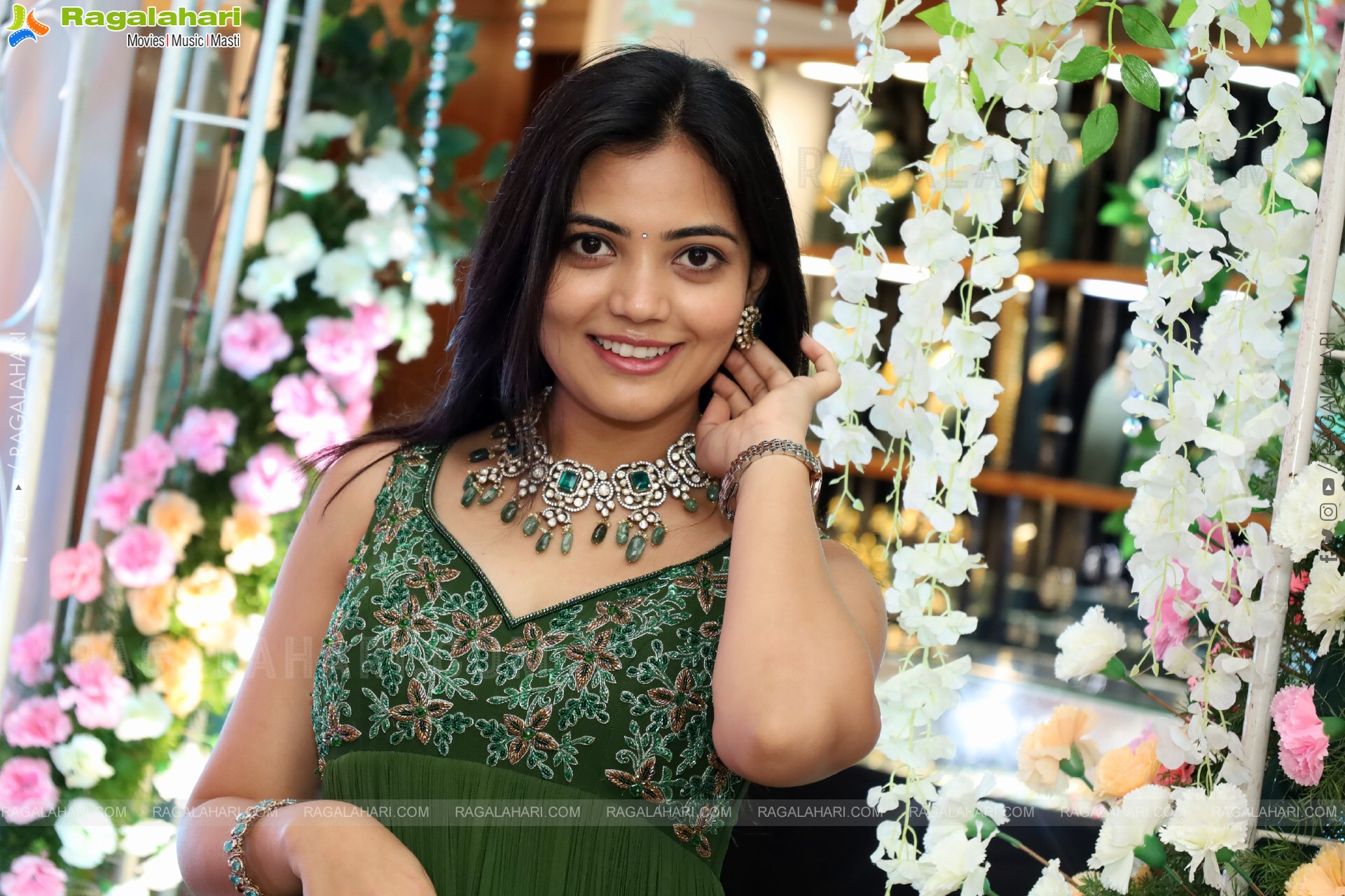 Jeevan Priya Reddy stills in Green Designer Dress, HD Gallery