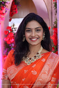 Mounika Ghanta stills in Traditional Saree, HD Gallery