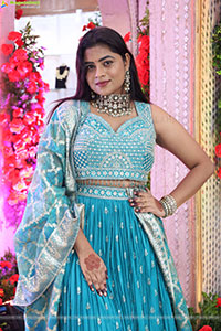 Siri Papa stills in Blue Designer Lehenga Choli, HD Gallery