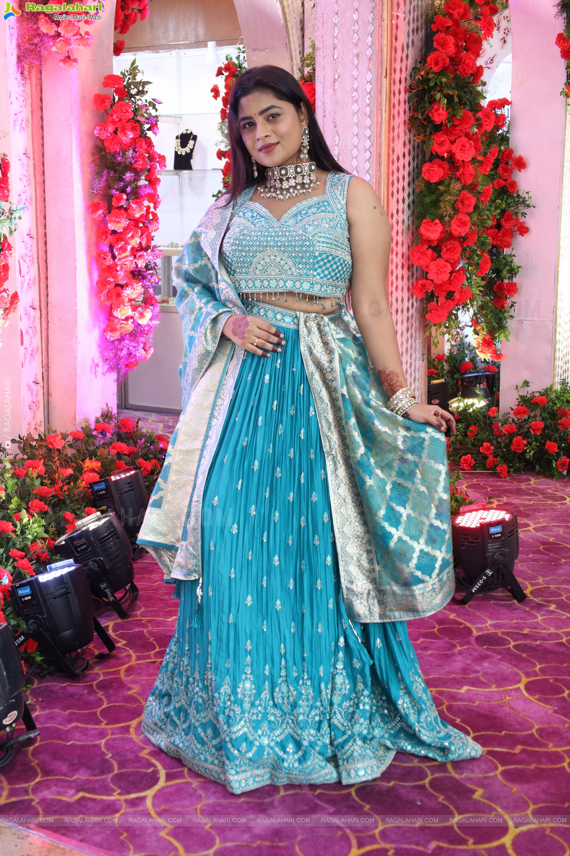 Siri Papa stills in Blue Designer Lehenga Choli, HD Gallery