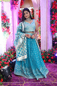 Siri Papa stills in Blue Designer Lehenga Choli, HD Gallery