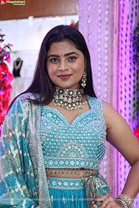 Siri Papa stills in Blue Designer Lehenga Choli, HD Gallery